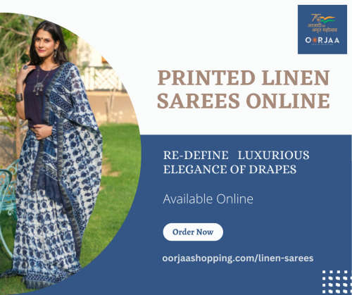 printed linen sarees online