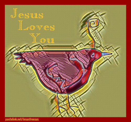 red bird crackle Jesus Loves You