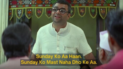 Sunday Ko Aa Haan meme template on Hera Pheri 1024x576 1