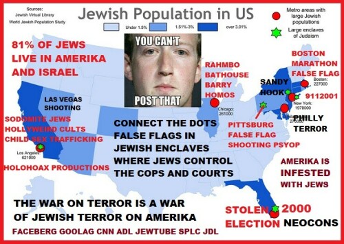 UNITED STATES MAP JEWISH ENCLAVES AND FALSE FLAG TERRORISM FACEBERG MEME