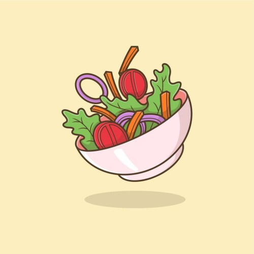 cute cartoon salad vector