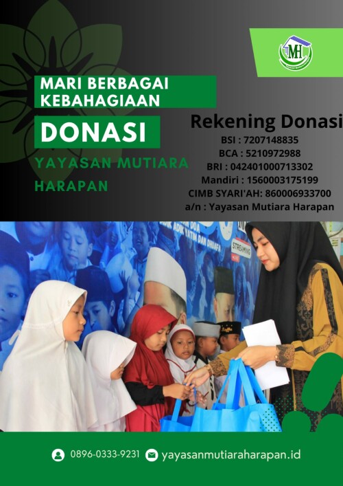 Sekretariat 
Bekasi Timur Regency Blok H1/ 08,
RT 001/ RW 0016,
Kel. Cimuning, Kec. Mustika Jaya,
Kota Bekasi

(Sebelah Klinik Al Muslimun)

Follow us:
Mutiara Harapan
https://www.facebook.com/mutiara.harapan.2016 

@harapan_mutiara
https://instagram.com/harapan_mutiara?igshid=m6fx785as8pe

Mutiara Harapan Official 
https://www.youtube.com/channel/UCSjk0PtLrbT5K5U97rC943g

Maps:
https://goo.gl/maps/sLU8358FMVdVYyDdA


Rekening Bantuan Yayasan Mutiara Harapan ??
BSI : 7207148835
BCA : 5210972988
BRI : 042401000713302
Mandiri : 1560003175199
CIMB SYARI'AH: 860006933700
a/n : Yayasan Mutiara Harapan