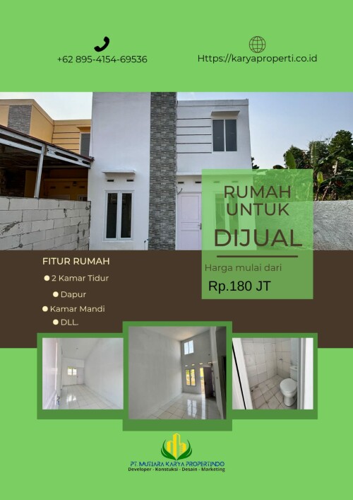 Rumah Mewah Minimalis Dijual!

Temukan rumah impian Anda dengan desain minimalis yang modern dan elegan. Rumah ini menawarkan kenyamanan dan fungsionalitas dengan berbagai fitur yang pasti akan memikat hati Anda.

Fasilitas Rumah:

2 Kamar Tidur: Nyaman dan luas untuk istirahat yang berkualitas.
1 Kamar Mandi: Bersih dan terawat dengan desain yang stylish.
Dapur: Ruang memasak yang fungsional dengan tata letak yang efisien.
Ruang Tamu: Area terbuka yang ideal untuk berkumpul bersama keluarga dan teman.
Halaman: Ruang terbuka yang sempurna untuk aktivitas luar ruangan dan bersantai.
Rumah ini tidak hanya menawarkan fasilitas yang lengkap, tetapi juga terletak di lingkungan yang tenang dan strategis. Dapatkan kesempatan untuk memiliki rumah mewah minimalis ini dan nikmati kualitas hidup yang lebih baik!

Untuk informasi lebih lanjut dan jadwalkan kunjungan, hubungi kami di:
📞 0895-4154-69536

Kunjungi juga situs web kami di Karya Propert.co.id  untuk detail lebih lanjut dan penawaran menarik lainnya.

Jangan lewatkan kesempatan ini! Rumah impian Anda menanti!