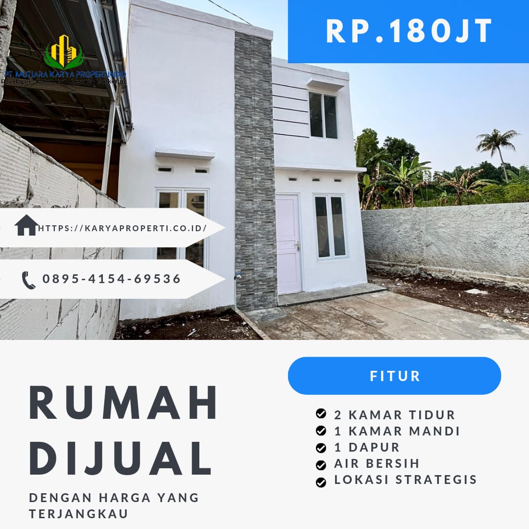 Rumah mewah minimalis ini menawarkan desain elegan dengan ruang terbuka luas, cocok untuk gaya hidup modern dan nyaman.

2 kamar tidur yang nyaman
1 kamar mandi yang stylish
Halaman hijau untuk bersantai
Ruang tamu yang luas
Garasi yang mampu menampung satu mobil
Kelebihan:
✅ TANPA BI CHECKING DAN COCOK UNTUK SEMUA USIA
✅ FREE BIAYA-BIAYA BPHTB, NOTARIS
✅ FREE LISTRIK 1300
✅ Cashback hingga 10 juta🤩
✅ DAN HADIAH-HADIAH MENARIK

Informasi:
Hubungi 📞 0895-4154-69536
Kunjungi  KaryaPropert.co.id