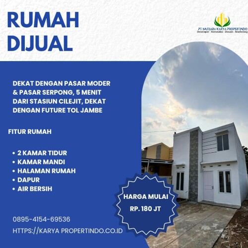 Kenyamanan Modern: Temukan surga pribadi Anda di rumah mewah minimalis ini, di mana desain kontemporer bertemu kenyamanan tanpa batas. Setiap sudut dirancang untuk meningkatkan kualitas hidup Anda.Garasi yang mampu menampung satu mobil
Kelebihan:
✅ TANPA BI CHECKING DAN COCOK UNTUK SEMUA USIA
✅ FREE BIAYA-BIAYA BPHTB, NOTARIS
✅ FREE LISTRIK 1300
✅ Cashback hingga 10 juta🤩
✅ DAN HADIAH-HADIAH MENARIK

Informasi:
Hubungi 📞 0895-4154-69536
Kunjungi  KaryaPropert.co.id