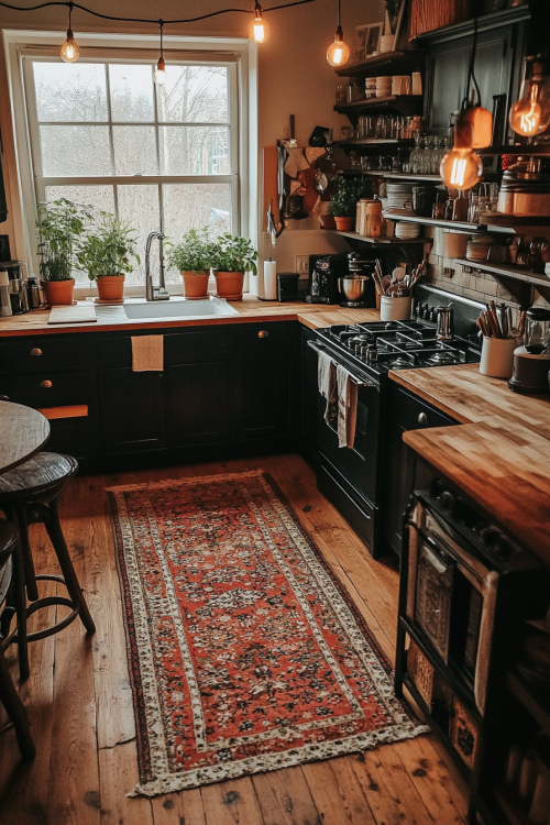 carlooo5441 A rustic farmhouse kitchen with black cabinets wo 35e95214 0f13 45ad 8311 0e4ee00e285c 2