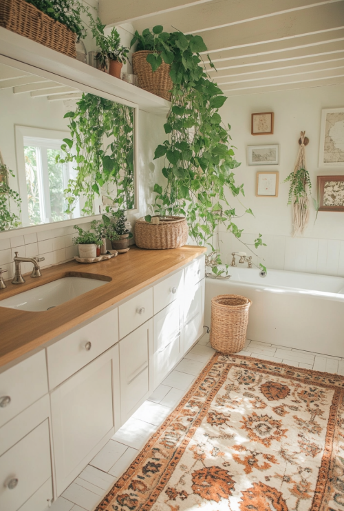 carlooo5441_A_boho_bathroom_with_white_cabinets_wood_countert_01ba9202-56e1-4f20-b4cc-4ddf006a73f6_0.png