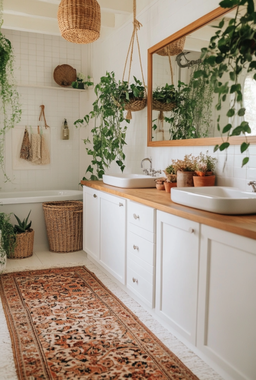 carlooo5441_A_boho_bathroom_with_white_cabinets_wood_countert_bde575e9-530a-4d35-a62e-f92fd2a1e392_3.png