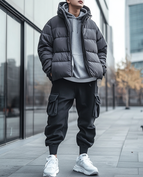 carlooo5441_A_man_wearing_black_cargo_pants_white_sneakers_an_35499ce8-360e-4f6c-9a74-06d496f6fe24_0.png